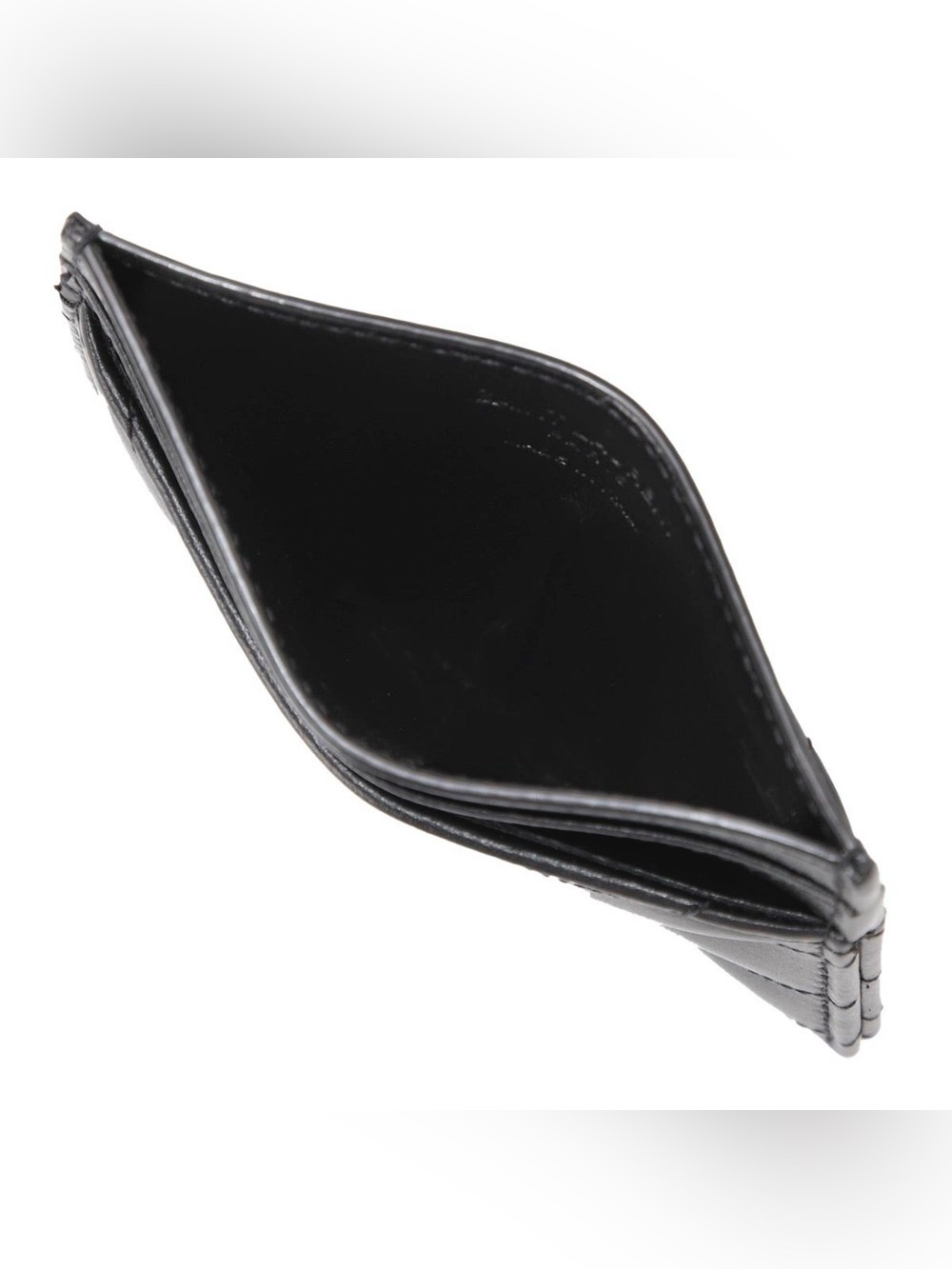 Saint Laurent Joan Black Card Case In Quilted, Chevron Calfskin Leather w/ CoA - Picture 5 of 13